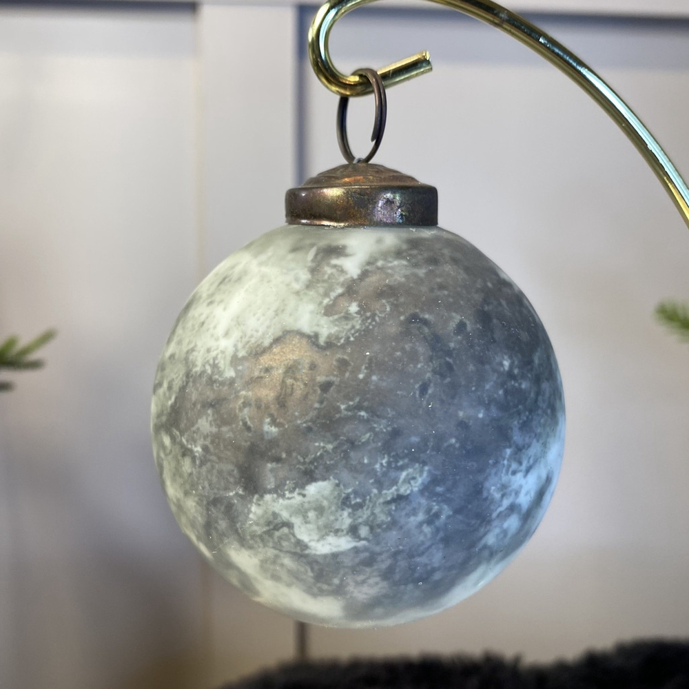 PEWTER MERCURY Glass Christmas Ornament Kugel Style Ball Vintage Heavy 3”